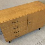 Scandinavian vintage chest of drawers from the 60s in light oak