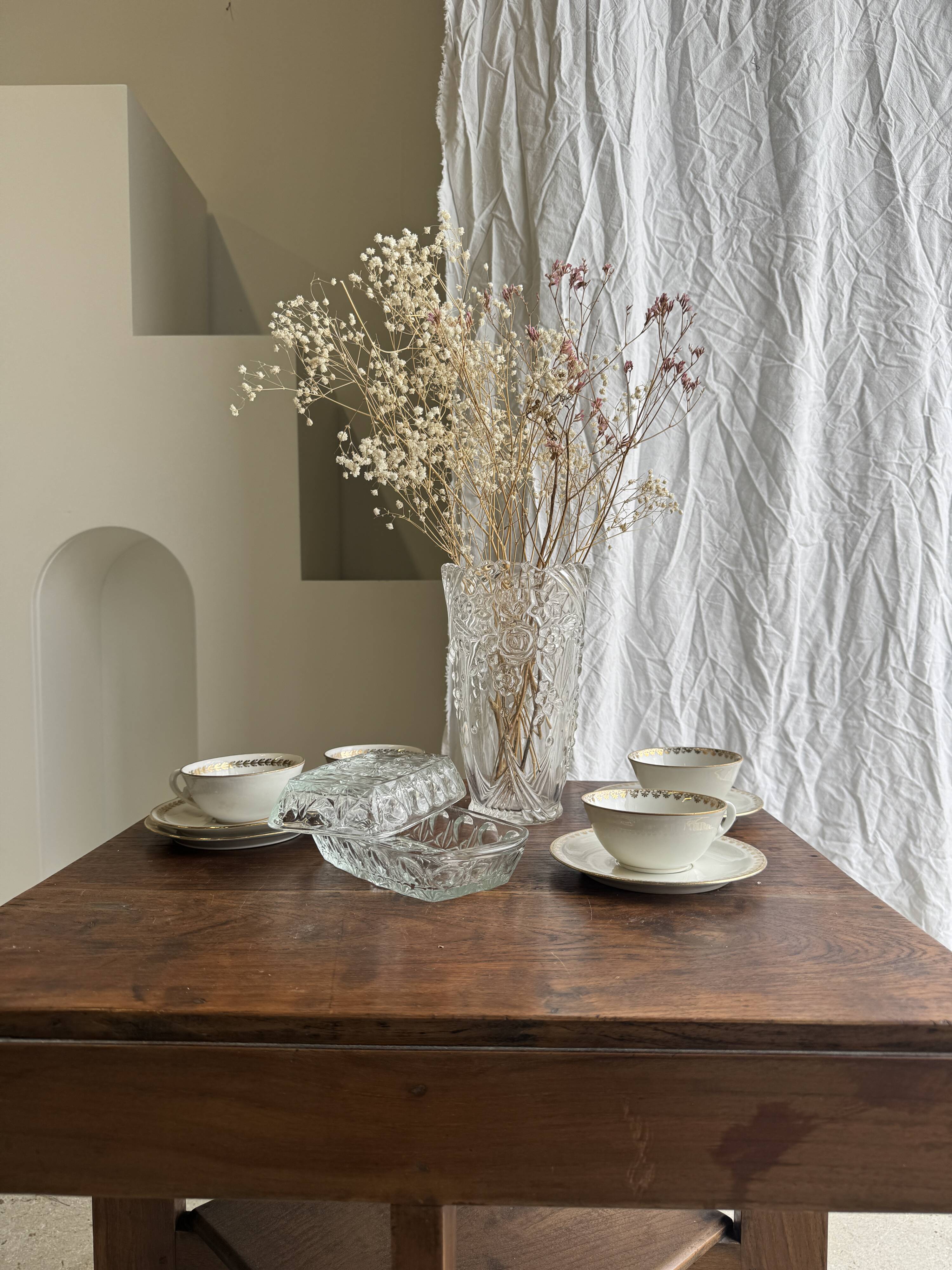 Vintage glass butter dish