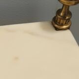 Pair of Brass and White Lacquered Nightstands with Marble Tops, Italy
