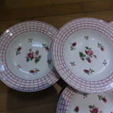 4 hollow plates Digoin Sarreguemines model Rosa