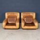 Vintage 20thc pair of italian leather lounge chairs by rossi di albizzate