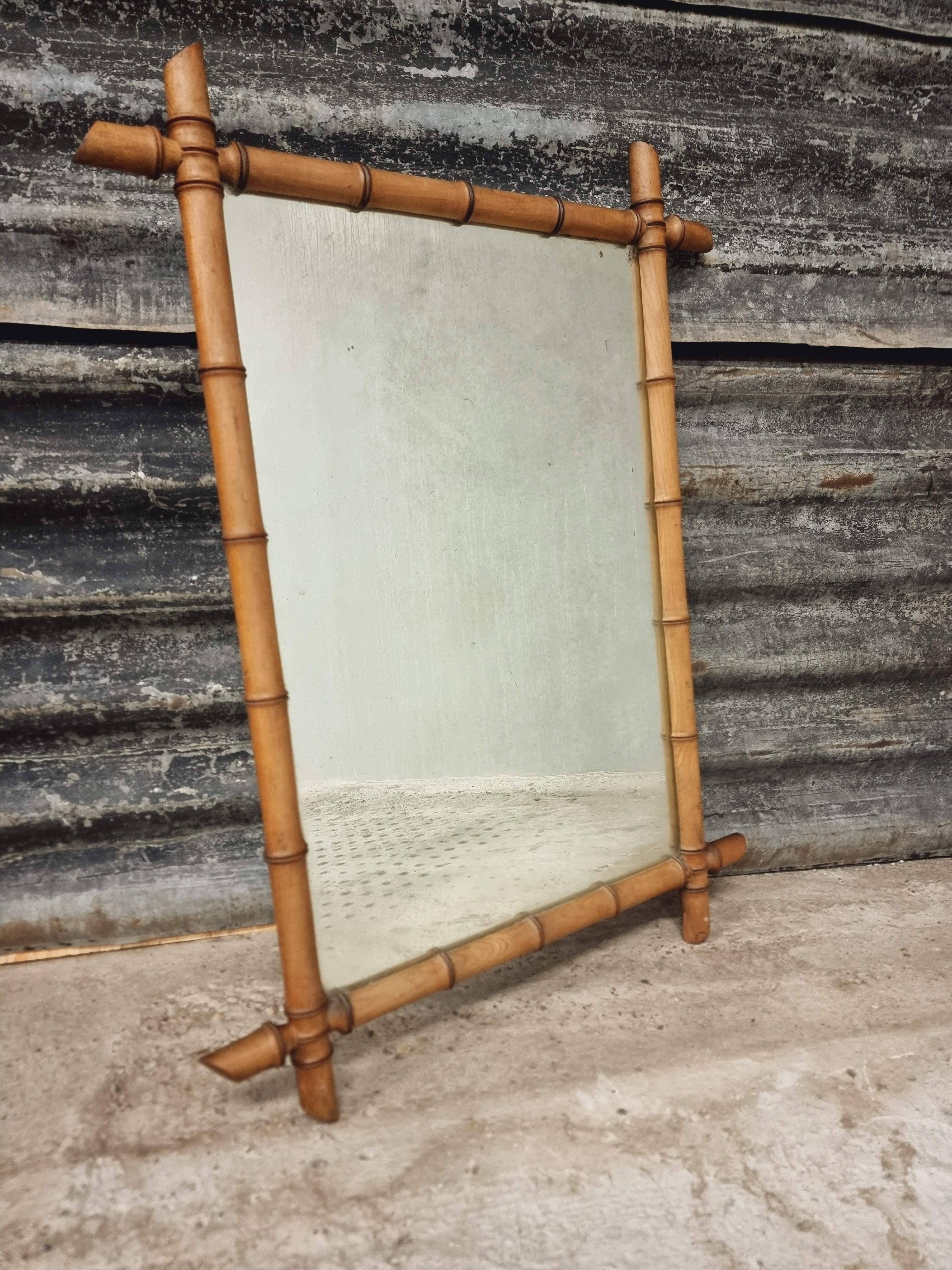 Antique Faux bamboo mirror 73 x 95 cm