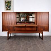 Teak and rosewood enfilade with drawers and doors in marquetry, Denmark, 1950.