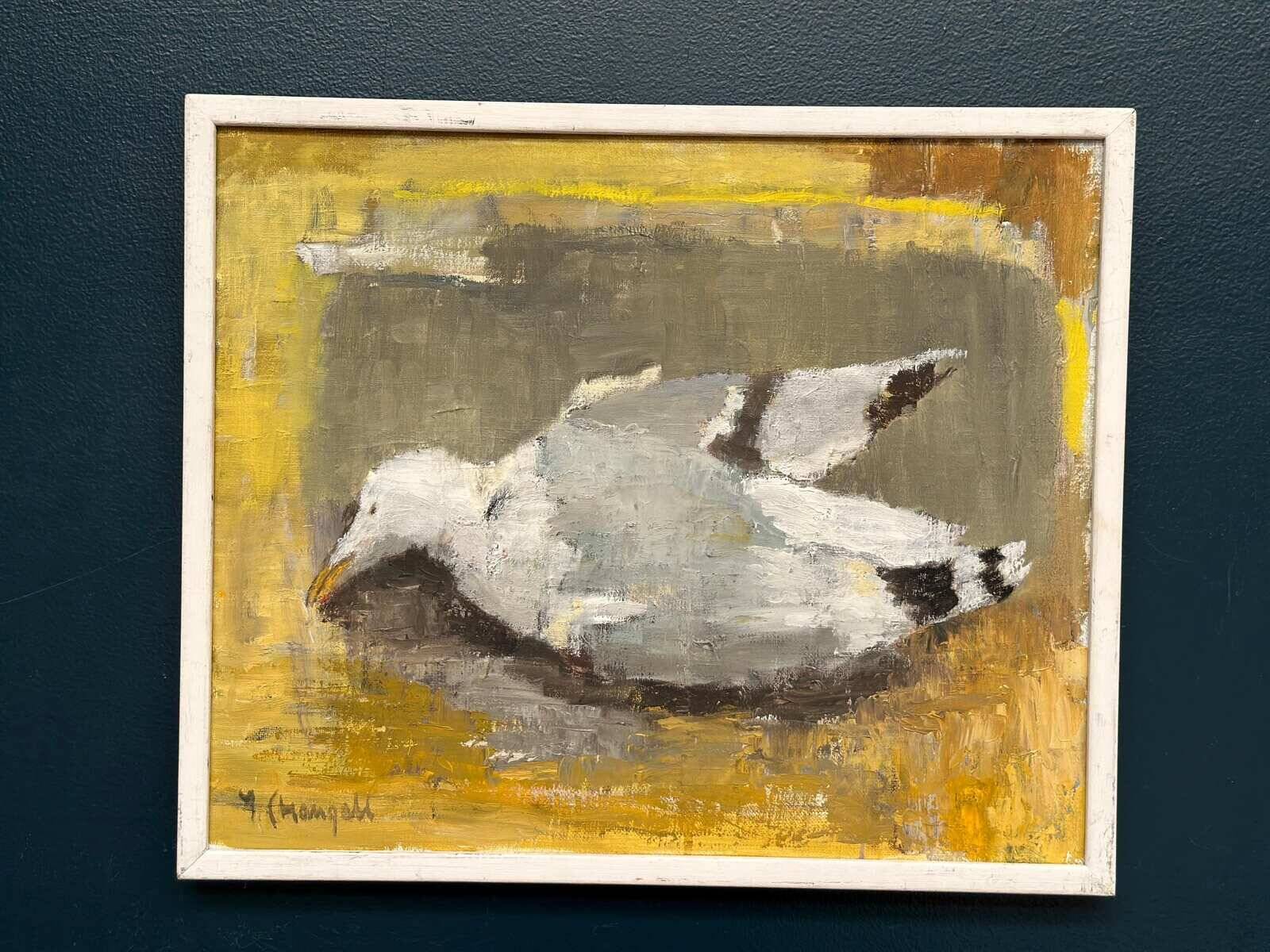 Original Swedish Oil on Canvas – “Seagull” by Ingeborg Stragnell – Signed