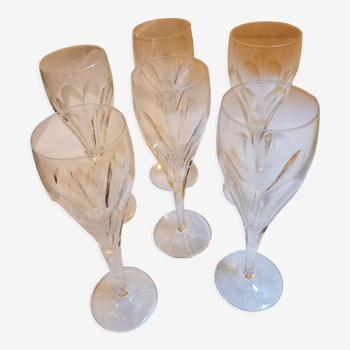 6 flutes en cristal Villeroy et Boch/Modèle Milano années 1950/1960
