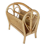 Vintage wicker and bamboo magazine rack