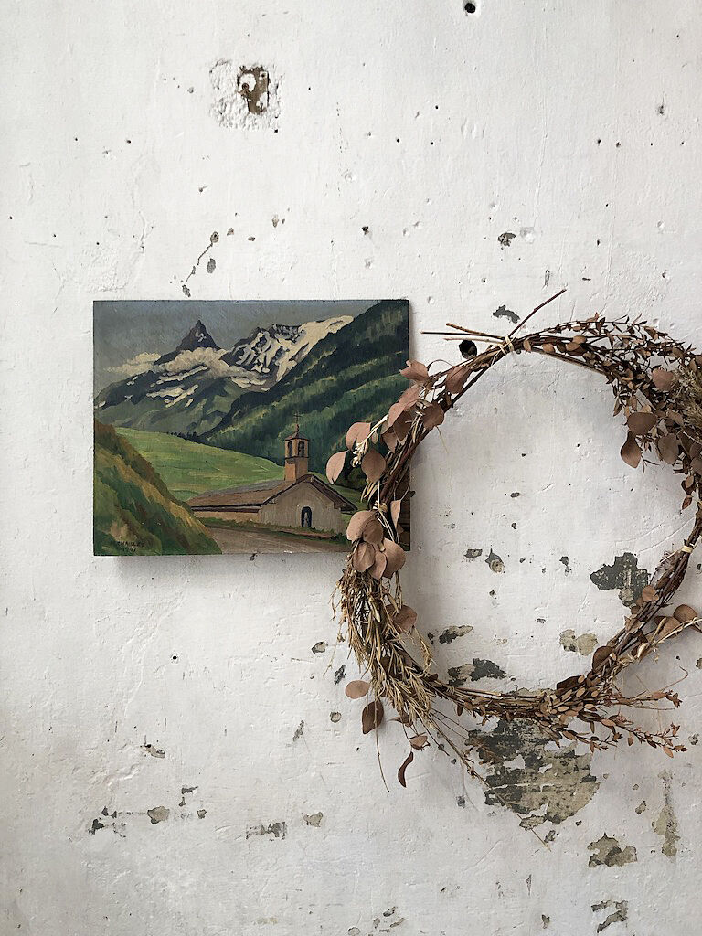 Oil painting landscape mountain 1947