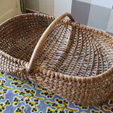 Burgundy basket in braided wicker