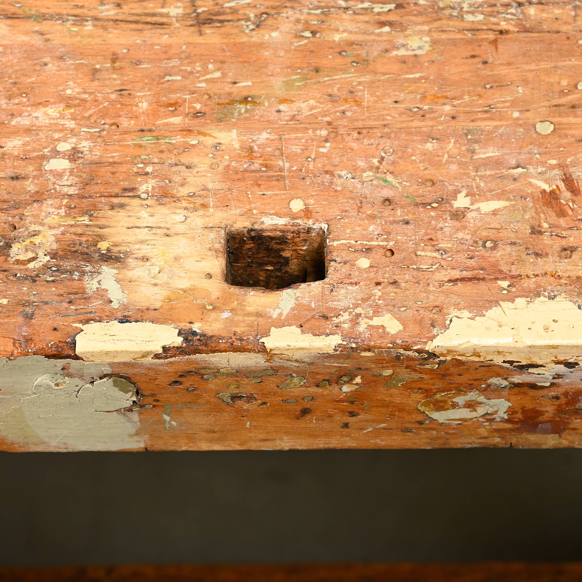 Vintage Wooden Industrial Rustic Carpenter’s Workbench with Two Vises