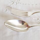 Silver cutlery set, 1 fork and 1 spoon, J Casses et Cie