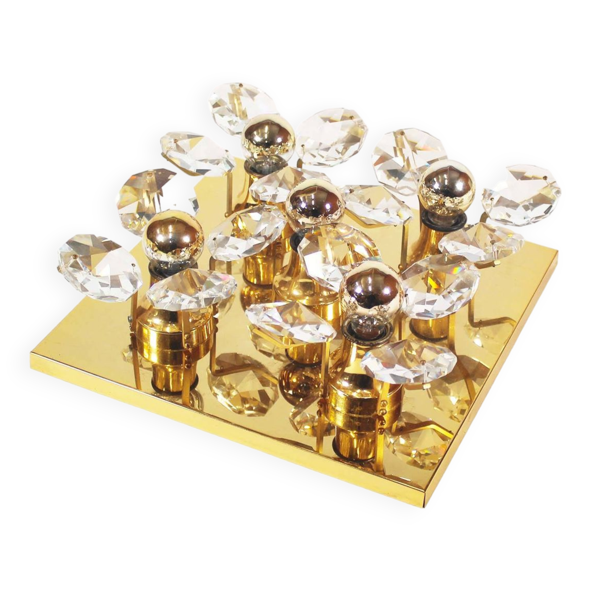 Stunning 1970's Brass Flush Mount Light by Christoph Palme