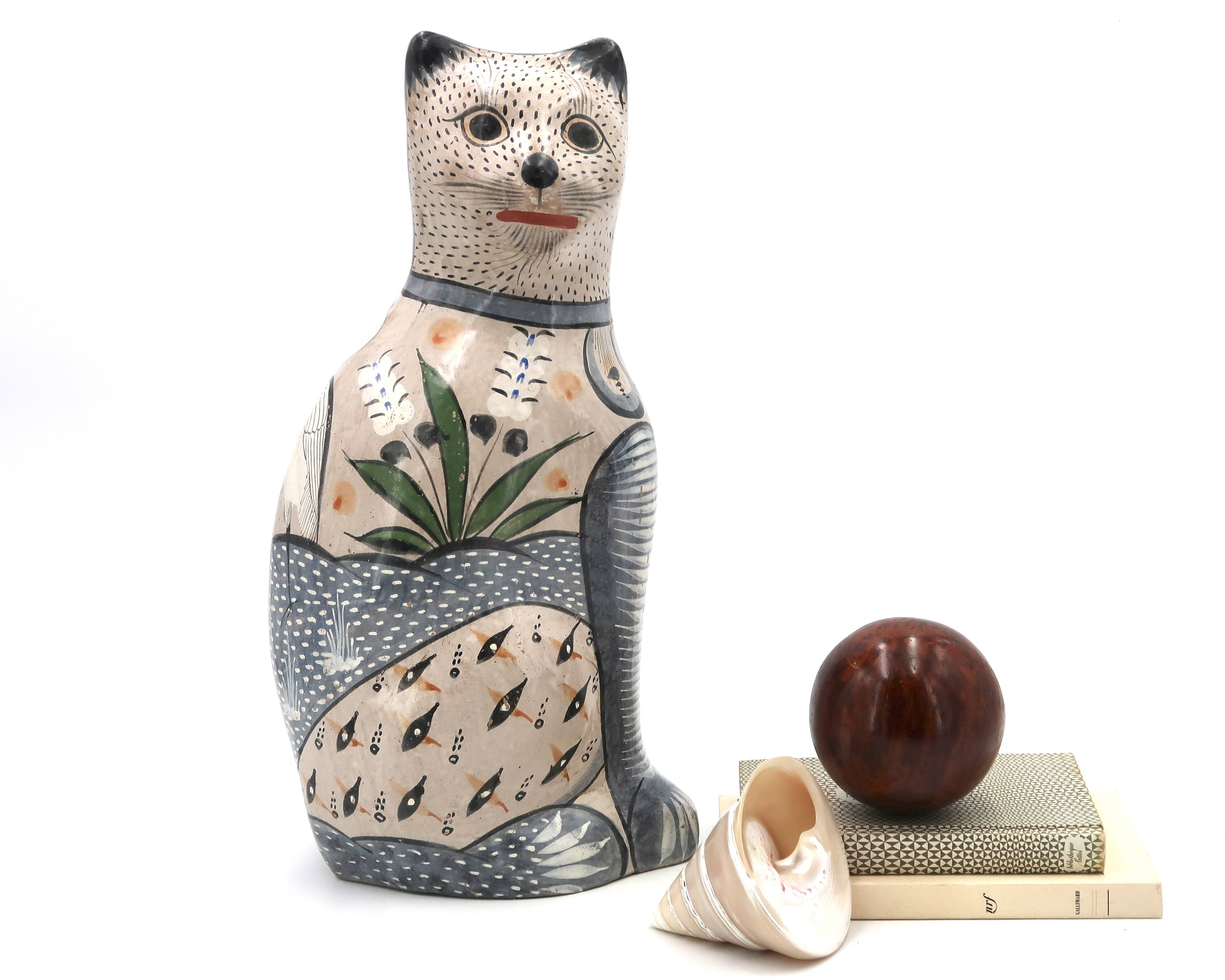 Large Mexican ceramic folk cat, 1970s