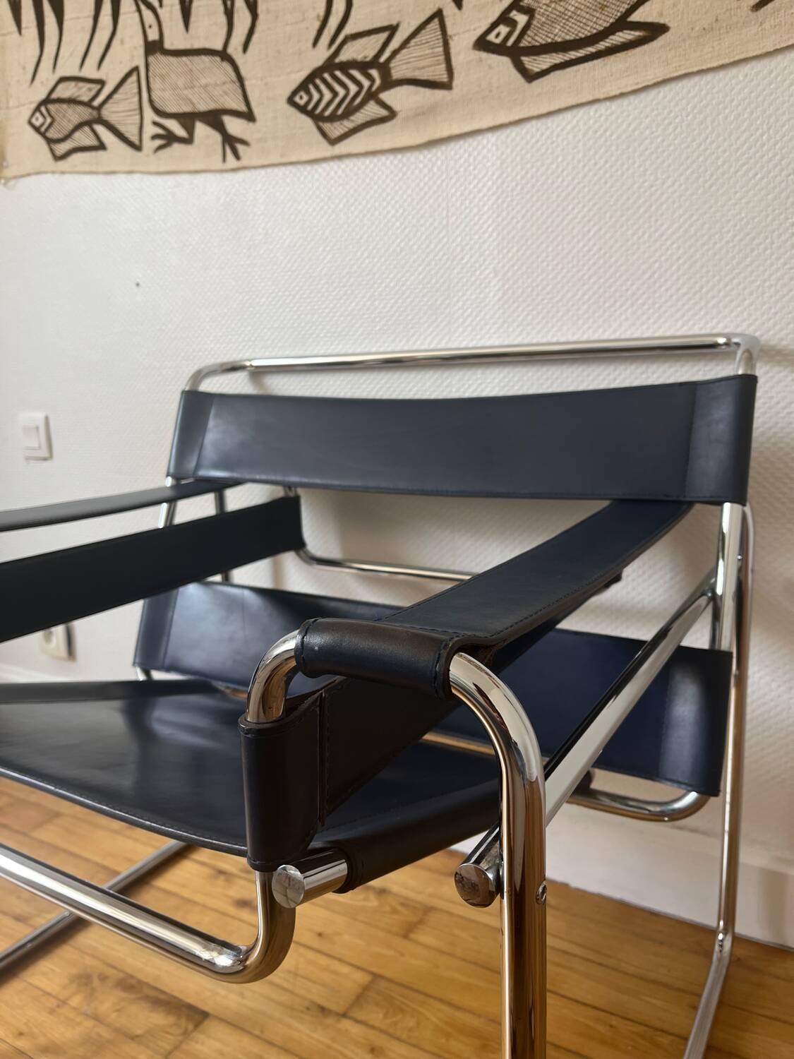 Wassily armchair by Marcel Breuer, midnight blue, Italian edition