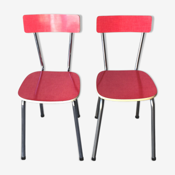 Set of 2 chairs in red formica vermilion