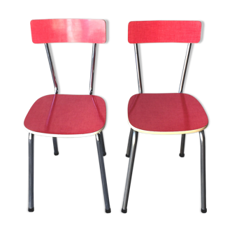 Set de 2 chaises en formica rouge vermillon