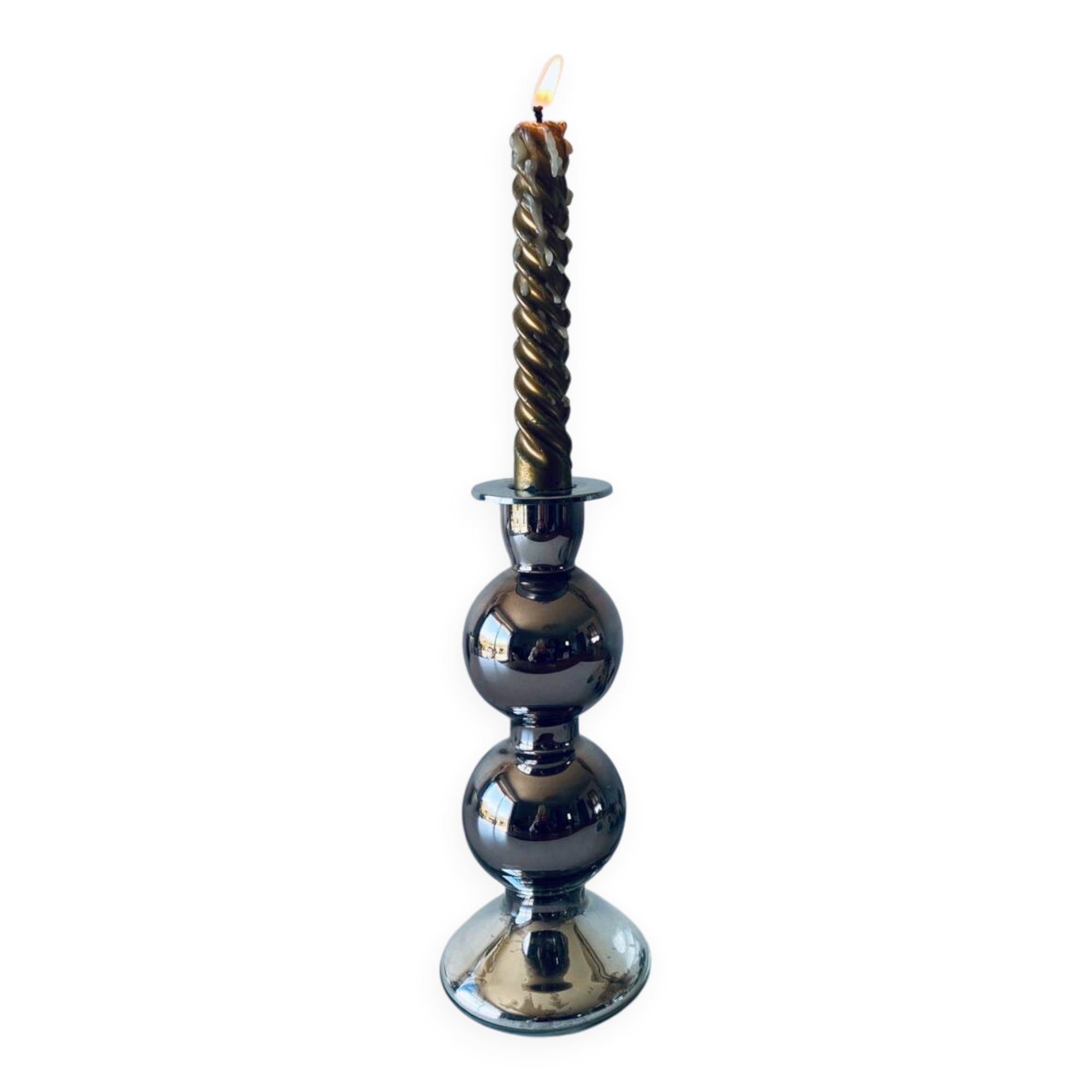 Eglomise glass candle holder