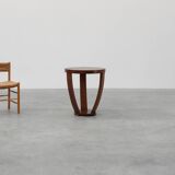 Art Deco side table in wood and chess style veneered top, France ca. 1940