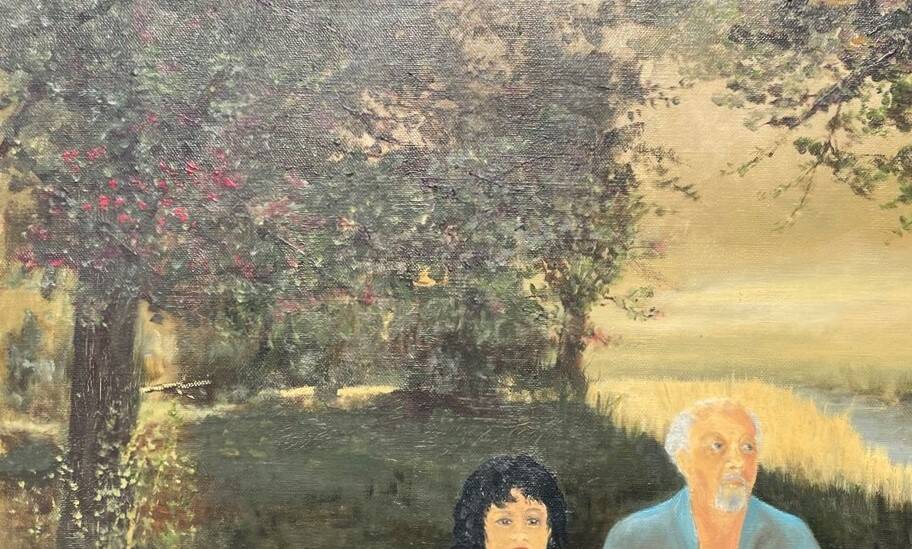 Painting by Camille Delahaut, "The Picnic". Vintage