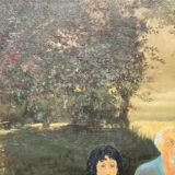 Painting by Camille Delahaut, "The Picnic". Vintage