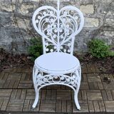 Peacock heart chair, white rattan, 1970s