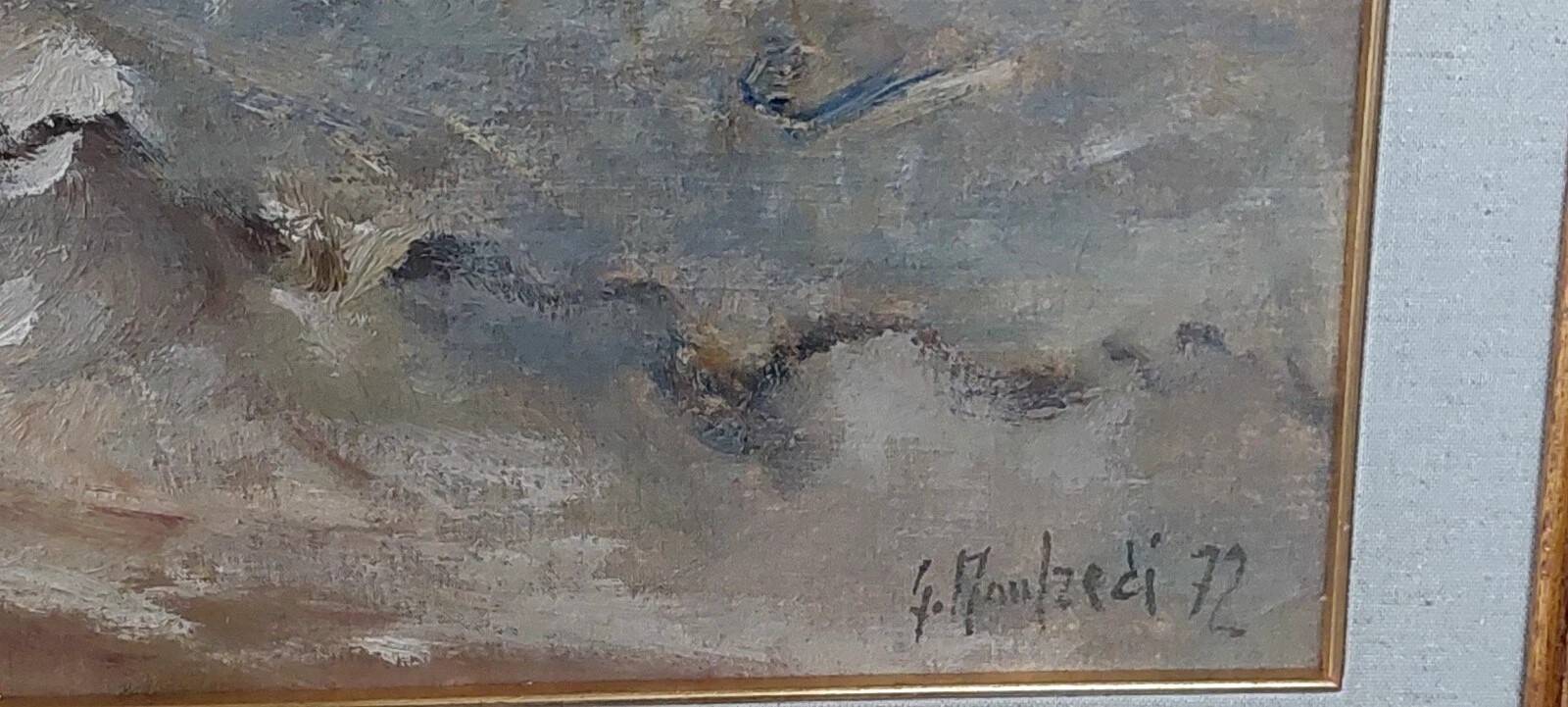 Giuseppe manfredi ( 1934 - 1987) marina peinture huile carton toile 70 x 50