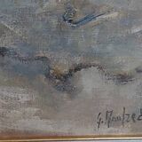 Giuseppe manfredi ( 1934 - 1987) marina peinture huile carton toile 70 x 50