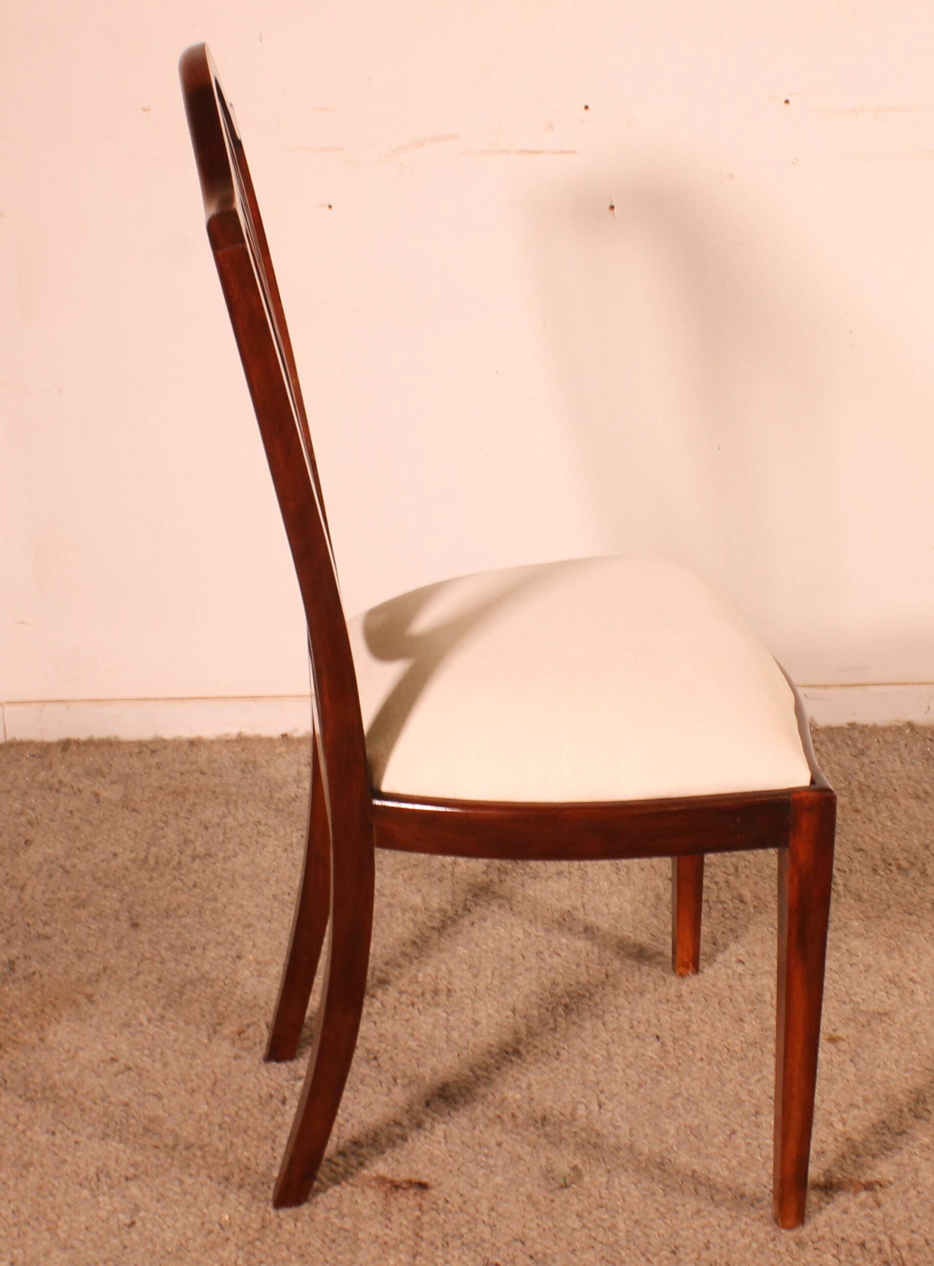set of 10 mahogany chairs with inlays - 19th century