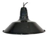 Industrial French Black Enamel Factory Pendant Lamp, 1960s