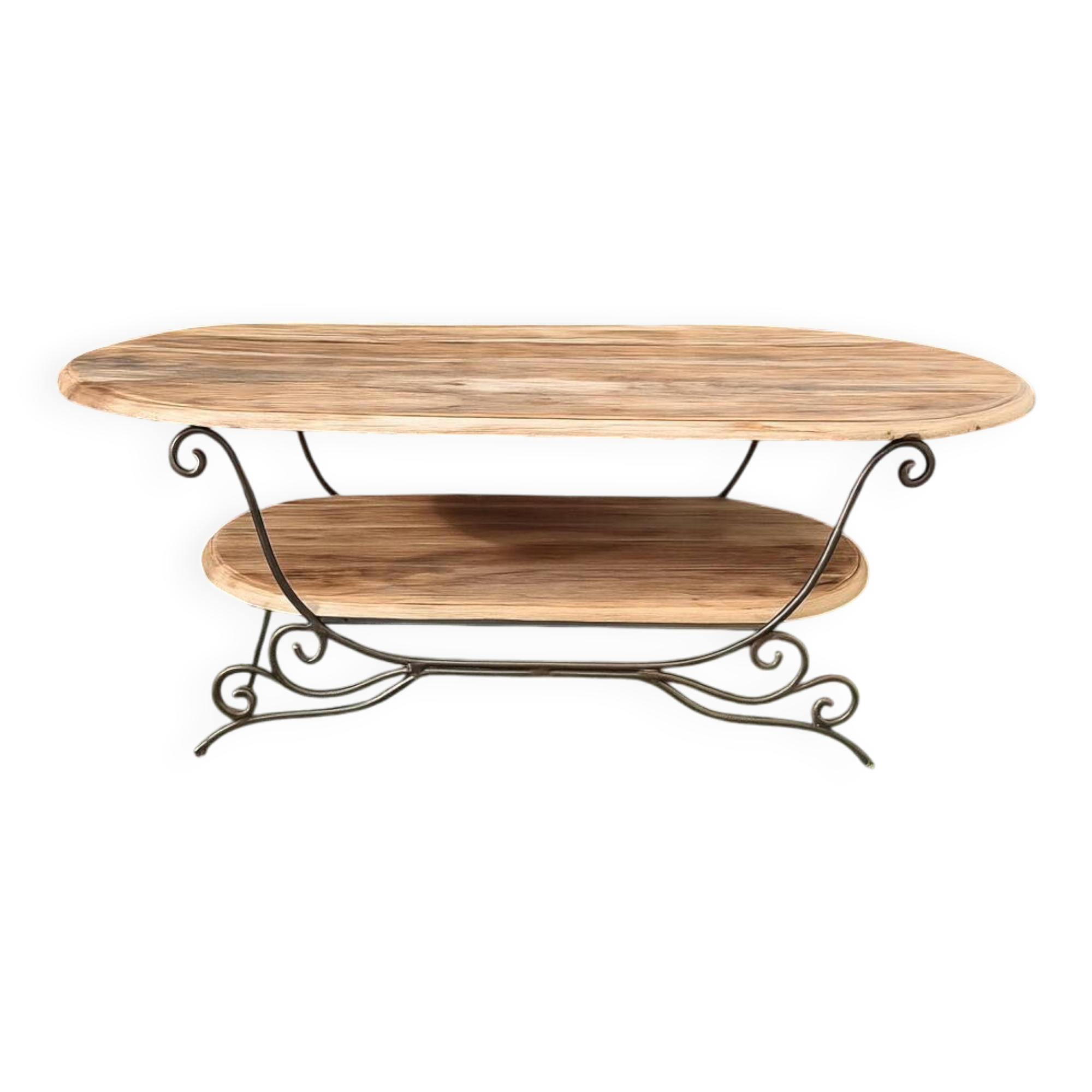 Table de caractère acacia et fer forgé