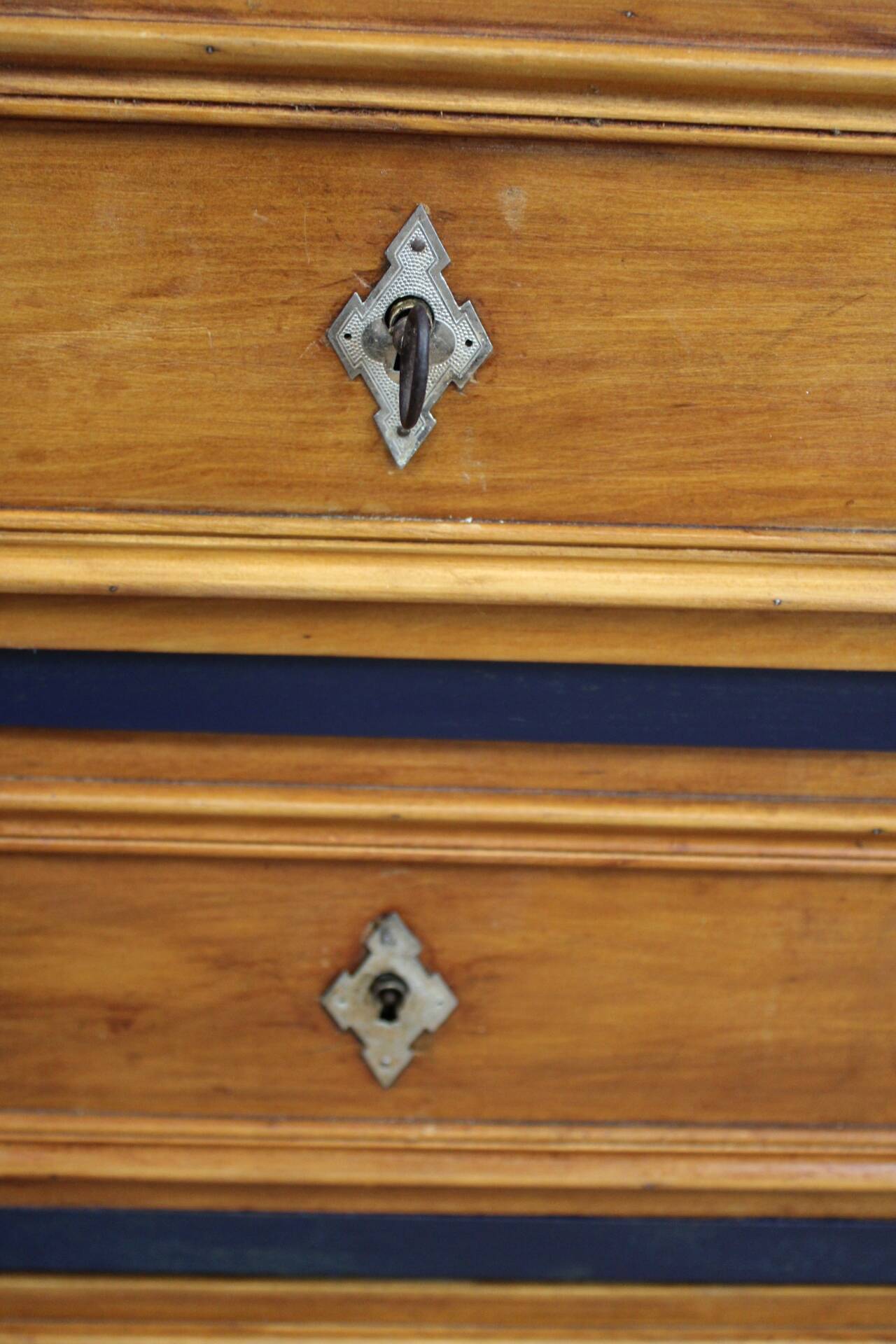 Chest of drawers in oak and gray marble, France 19th century