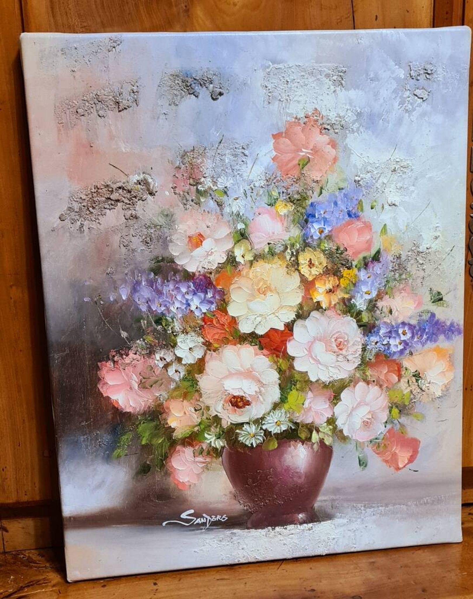An oil painting on canvas by Edmon Sanders