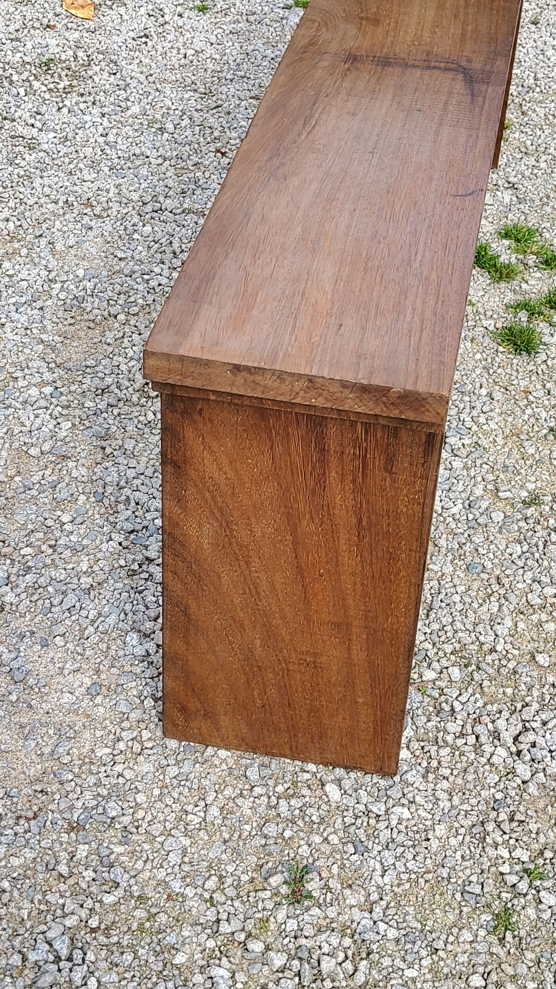 Brutalist bench of the 30s in solid mahogany
