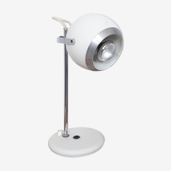 Desk lamp - white eye ball - mounting lamp, adjustable - space age- 70s