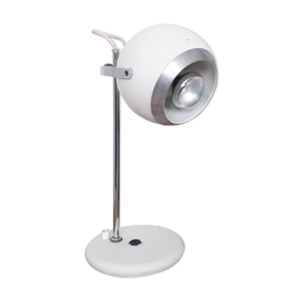 Desk lamp - white eye ball - mounting lamp, adjustable - space age- 70s