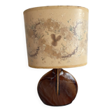 Lampe en céramique et fleurs naturelles, années 70