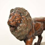 Big German Art Deco Lion Sculpture in Ceramic, Terracotta Copper, 1930