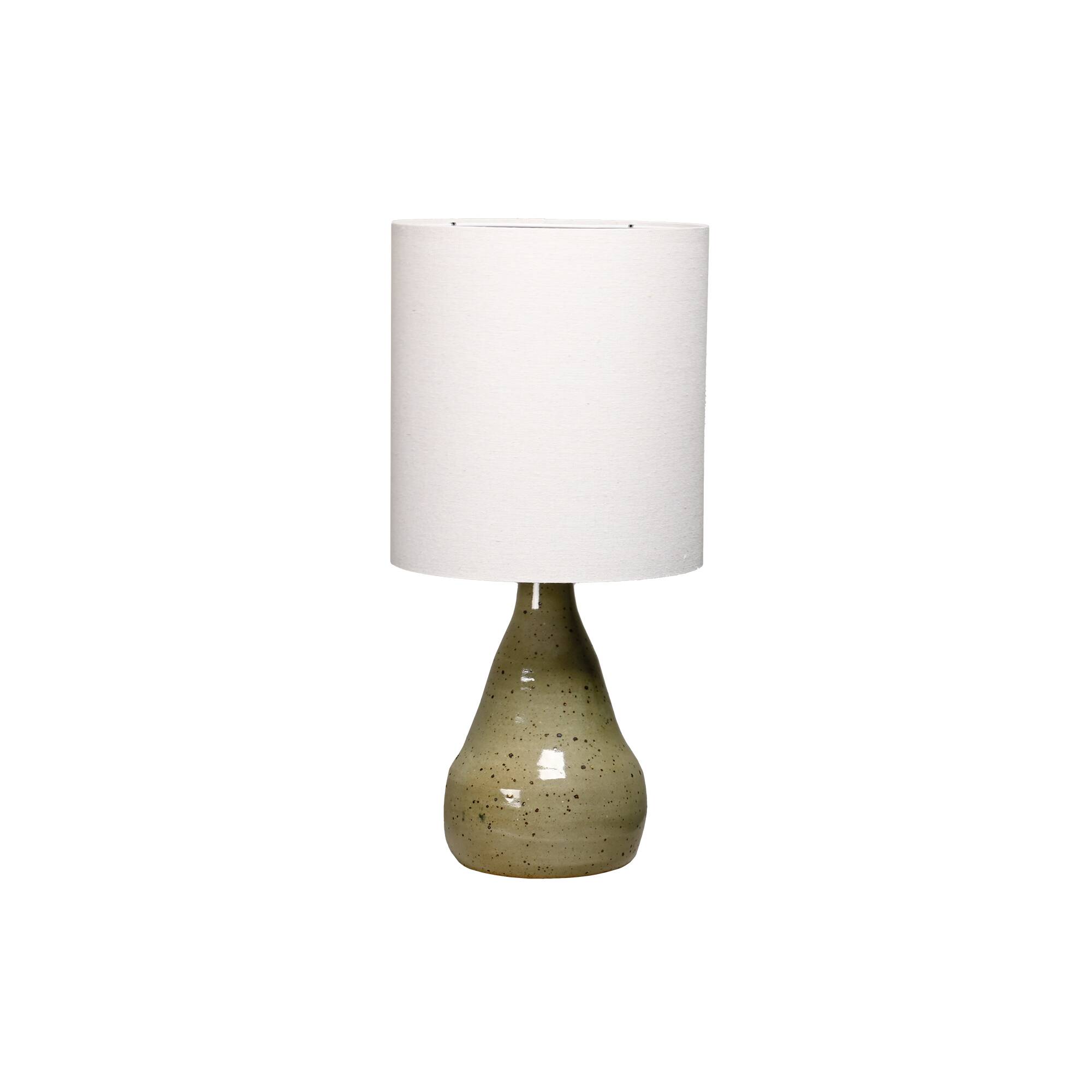 Large glazed ceramic Table Lamp in green tones, France 1960s