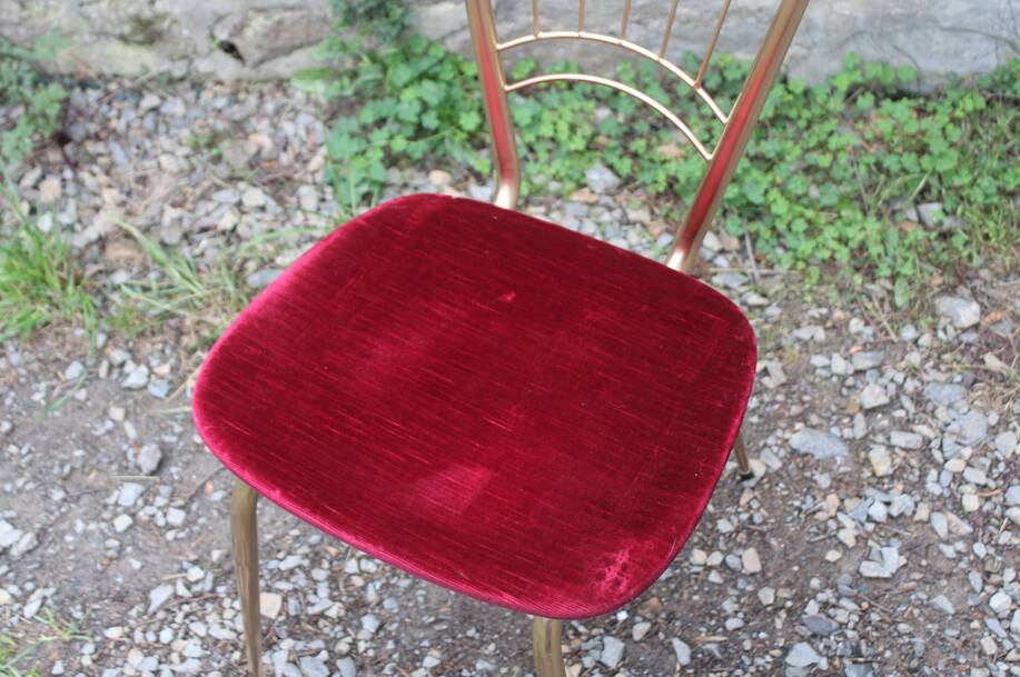 Vintage chair in gilded metal and velvet seat