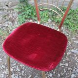 Vintage chair in gilded metal and velvet seat