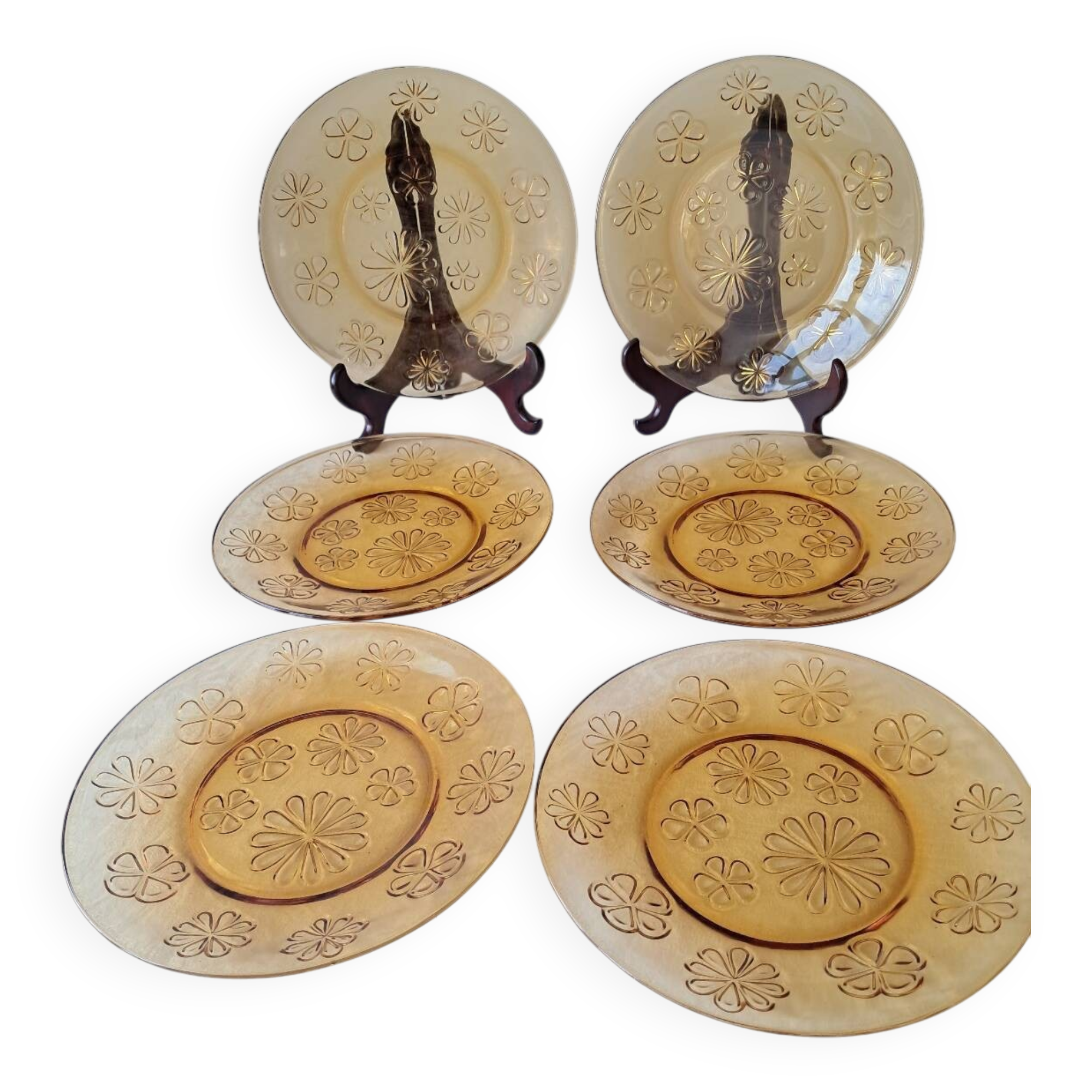 Lot De 12 Assiettes Vintage Vereco En Verre - 20,5 Cm