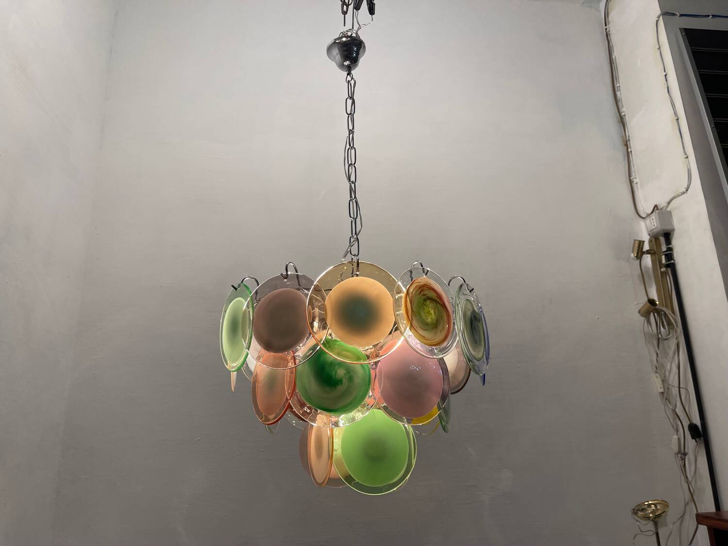 Multicolored Murano Glass Disc Chandelier, 1970s