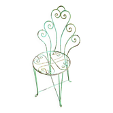 Green wrought iron garden chair