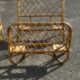 Pair of vintage single beds in rattan, 1970s.