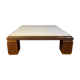 XXL copper, brass and travertine square coffee table, Belgo Chrom