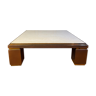 Table basse carrée XXL cuivre laiton et travertin Belgo Chrom
