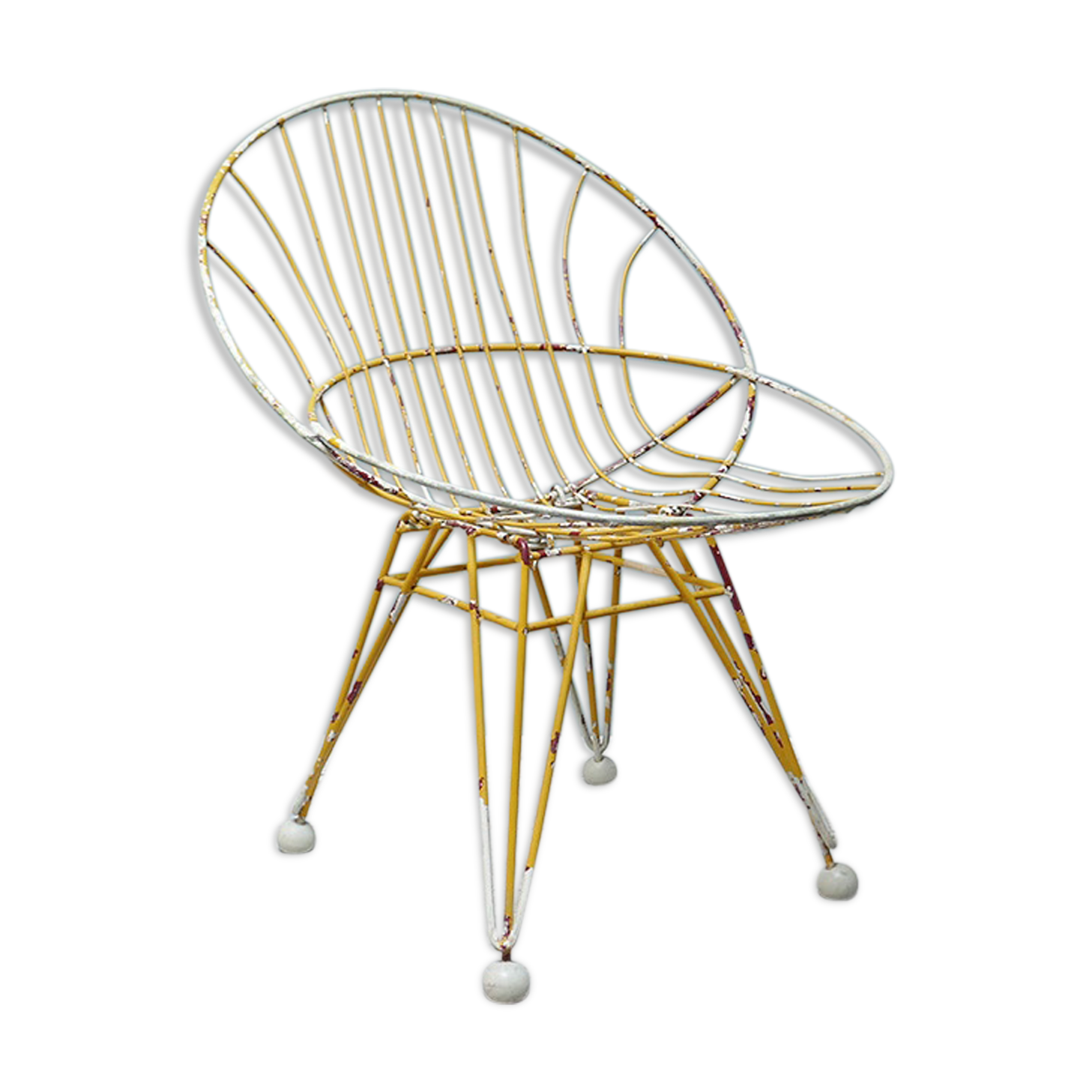 Yellow metal basket Chair years 50