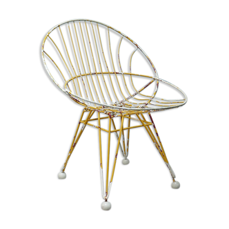 Yellow metal basket Chair years 50
