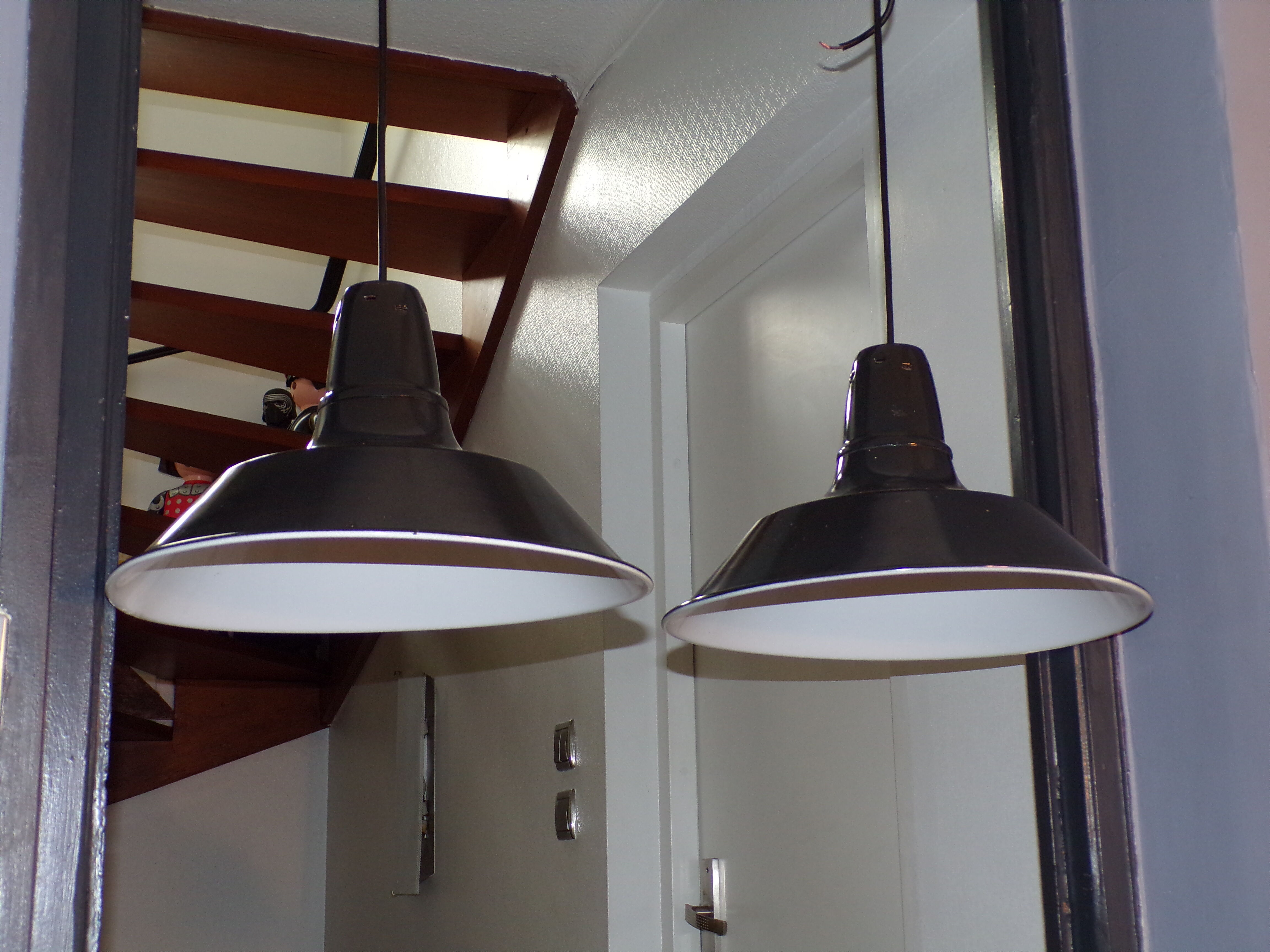 Pair of industrial bowl hanging