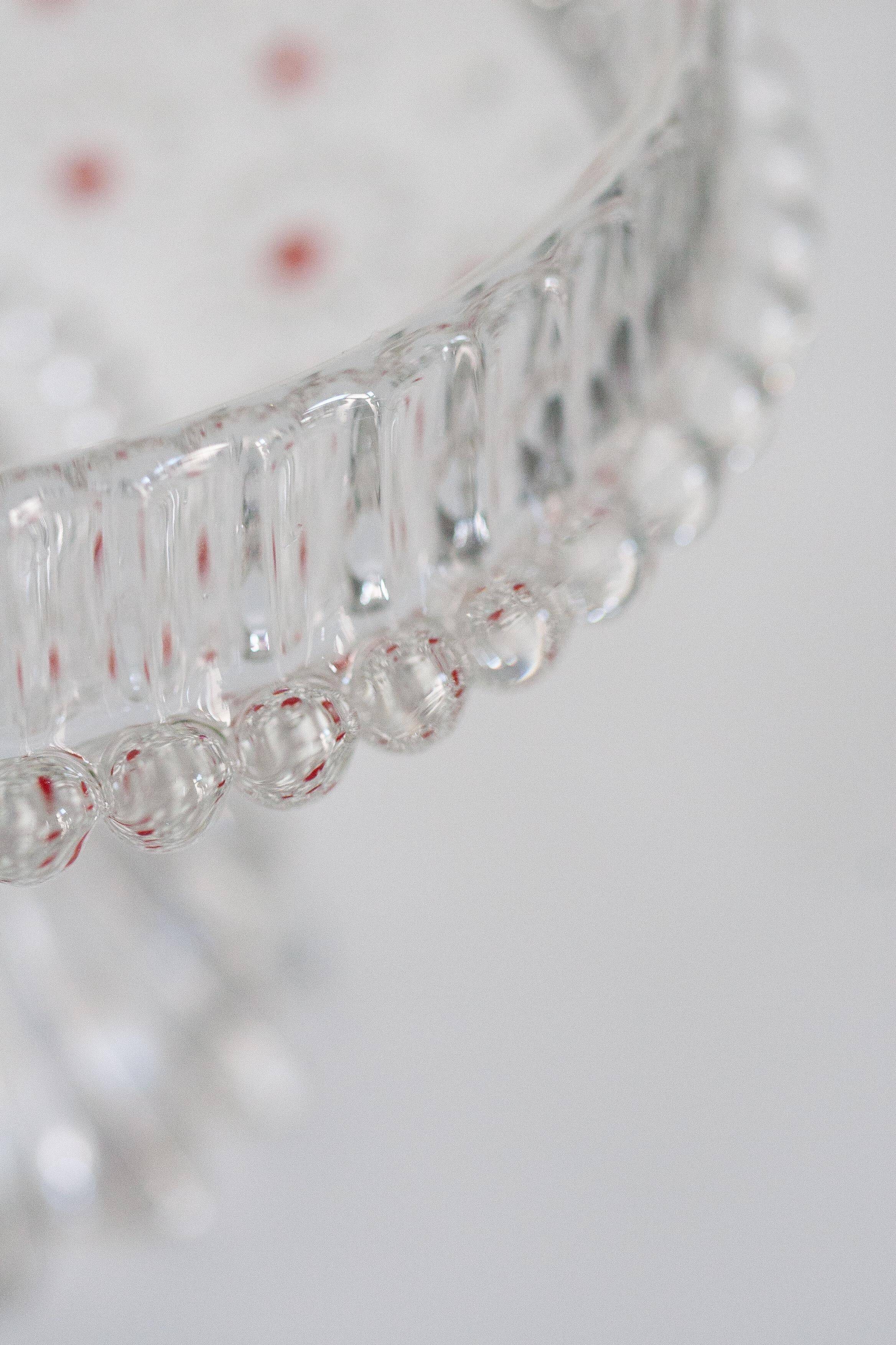 Vintage transparent crystal glass decorative plate, Italy, 1960s.
