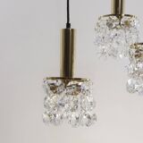 Lustre en laiton doré et cristal de Palwa design 1960